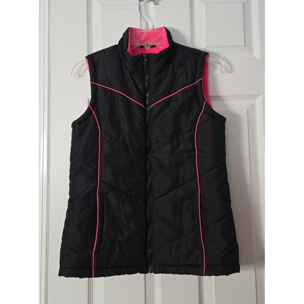 Athletech‎ Girl Puffer Vest Size XL (14/16) Black & Pink